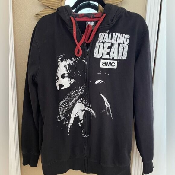 AMC The Walking Dead Daryl Dixon Vintage Side Zip Up Hooded Sweatshirt L - Picture 2 of 12